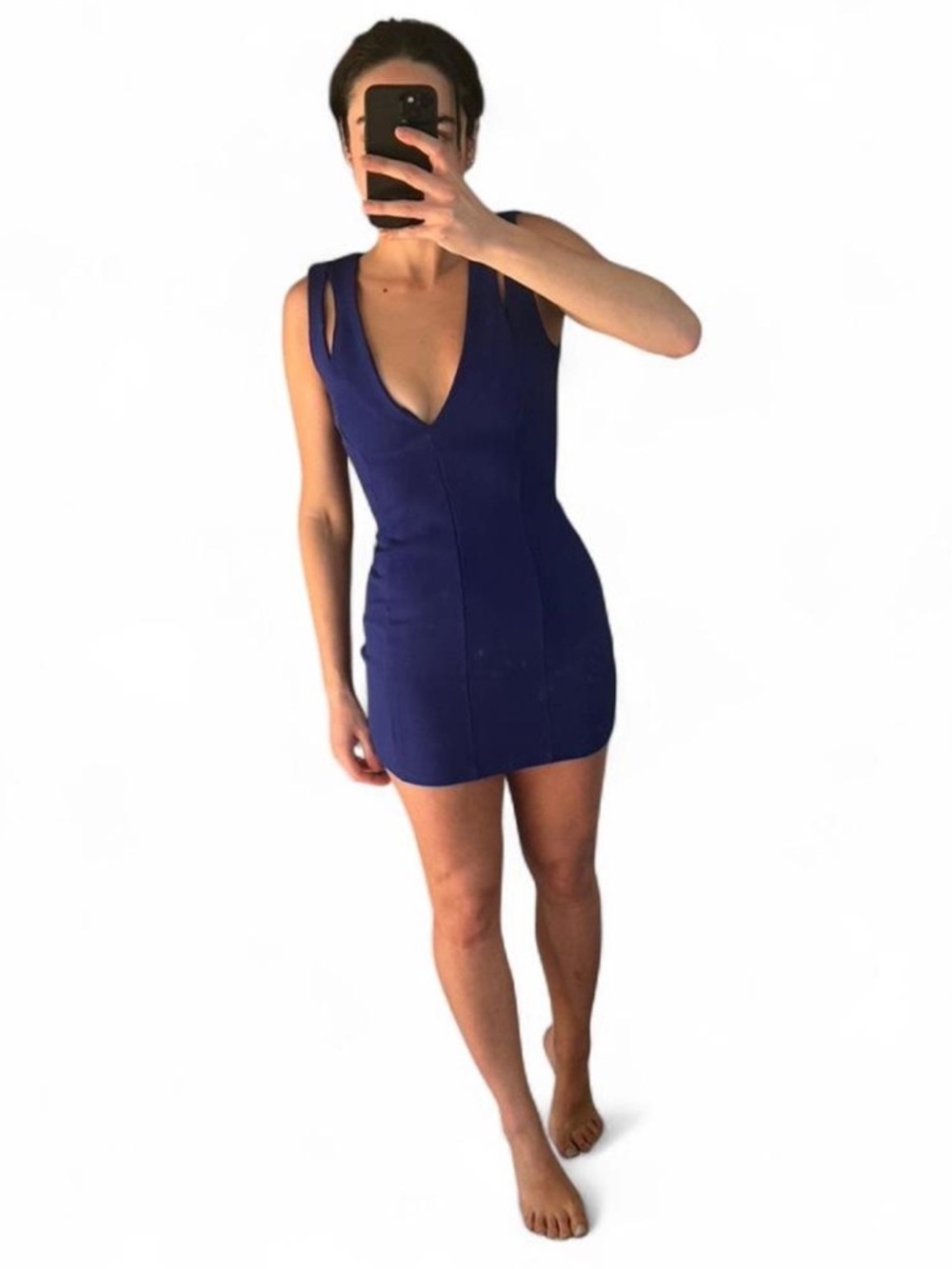 superdown Midnight Blue Plunge Bodycon Mini Dress